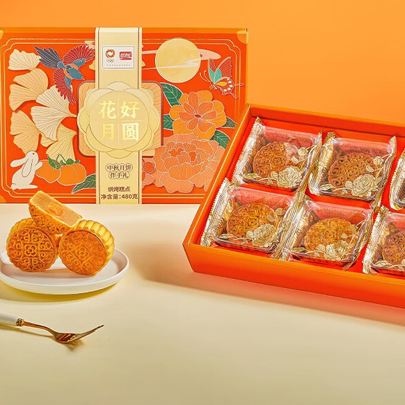 PANPAN FOODS 盼盼 花好月圓禮盒 水果多口味 480g 6枚裝包裝禮盒產(chǎn)品包裝創(chuàng)意設(shè)計(jì)欣賞(圖3)